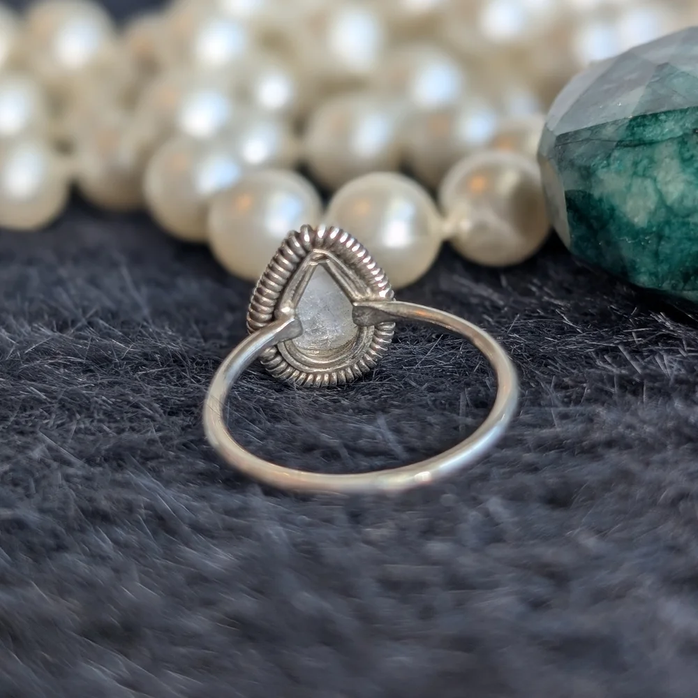 Sterling Moonstone Ring 7.5 - Everyday 925 Silver Jewelry